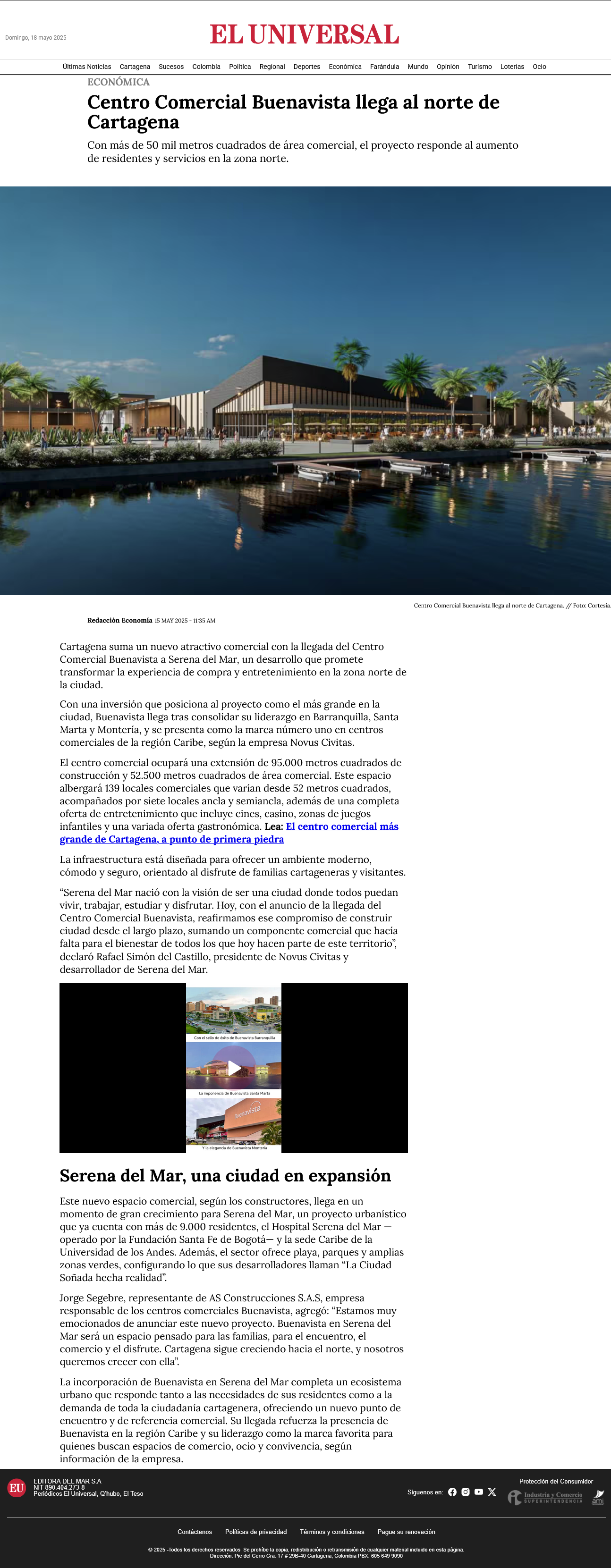 Centro Comercial Buenavista llega al norte de Cartagena